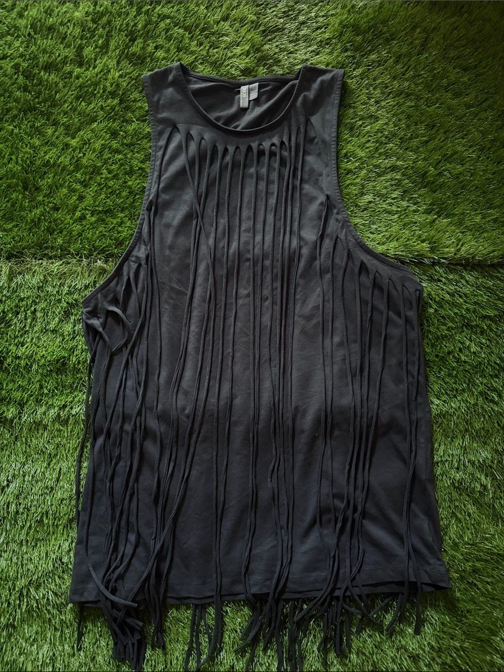 ASOS Black Fringe Tank Top